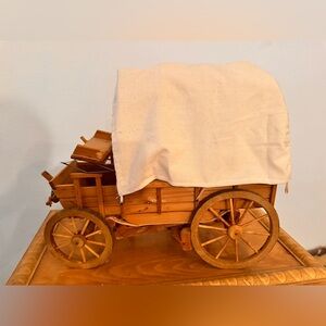Vintage Wooden Covered Wagon Lamp Conestoga Wagon Light Western Stagecoach